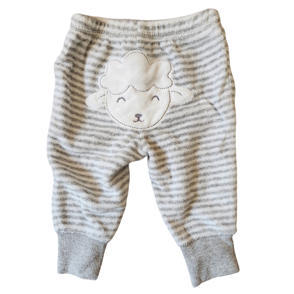 Carter's Sheep Lamb Striped Pants 3 Months Gray White